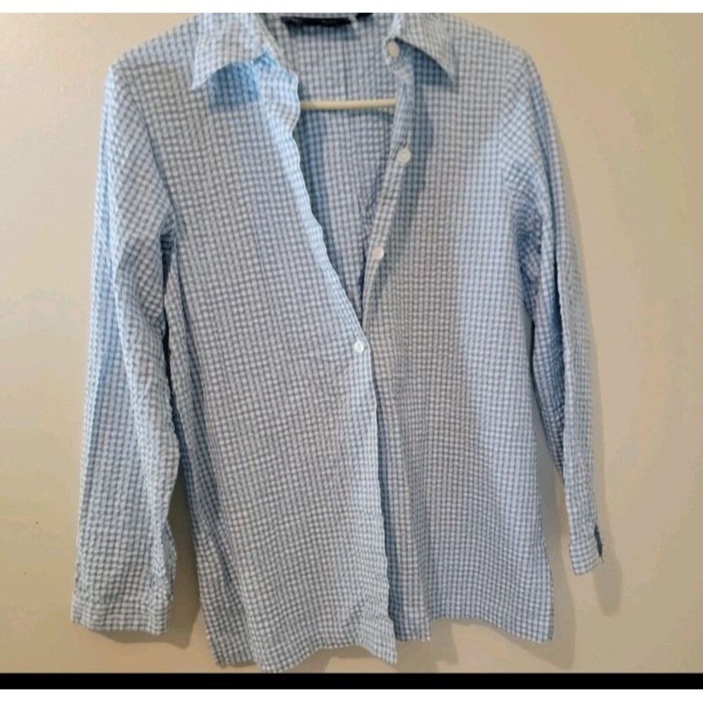 Susan Graver Blue Plaid Size Small